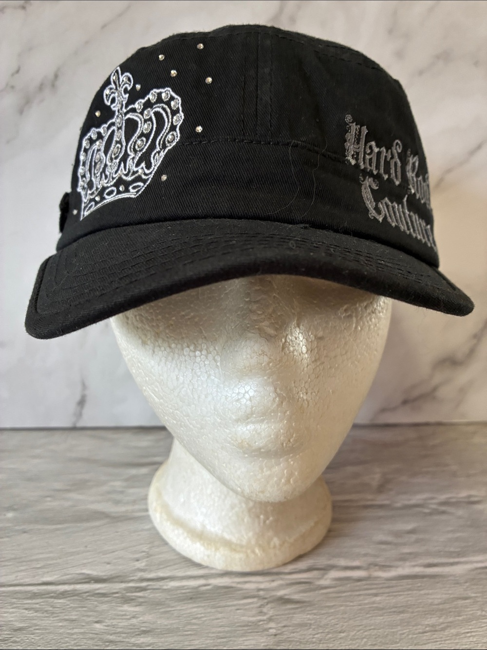 Hard Rock Cafe Couture Black Rhinestone Crown Cap